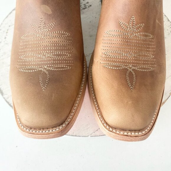 Lane RODEO HOUSTON Mens Cowboy Boots 12.5B Brown Navy Leather Western Blunt Toe - Picture 6 of 11